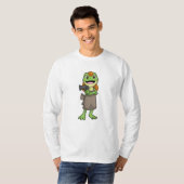 Frosch als Friseur mit Haartrockner T-Shirt (Vorne ganz)