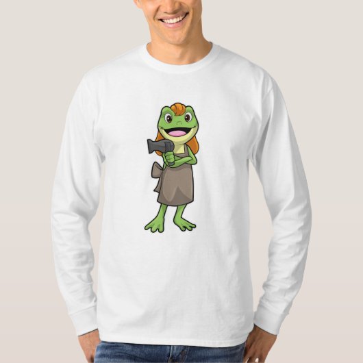 Frosch als Friseur mit Haartrockner T-Shirt (Vorderseite)
