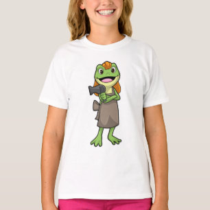 Frosch als Friseur mit Haartrockner T-Shirt