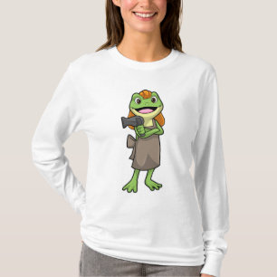 Frosch als Friseur mit Haartrockner T-Shirt