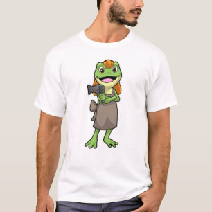 Frosch als Friseur mit Haartrockner T-Shirt