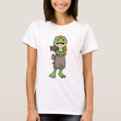 Frosch als Friseur mit Haartrockner T-Shirt (Vorderseite)