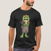 Frosch als Friseur mit Haartrockner T-Shirt (Vorderseite)