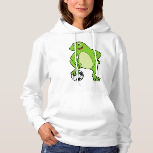 Frosch als Fußballspieler mit Fußball Hoodie (Vorderseite)