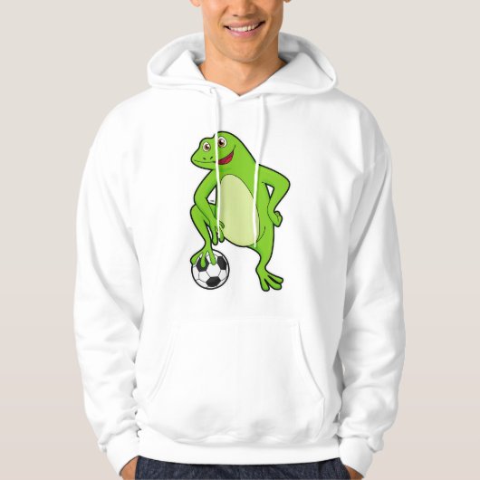 Frosch als Fußballspieler mit Fußball Hoodie (Vorderseite)