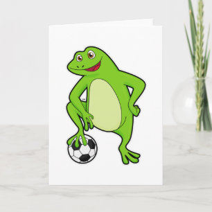 Frosch als Fußballspieler mit Fußball Karte