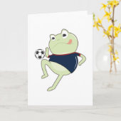 Frosch als Fußballspieler mit Fußball Karte (Gelbe Blume)