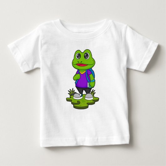 Frosch als Hiker mit Rucksack Baby T-shirt (Vorderseite)