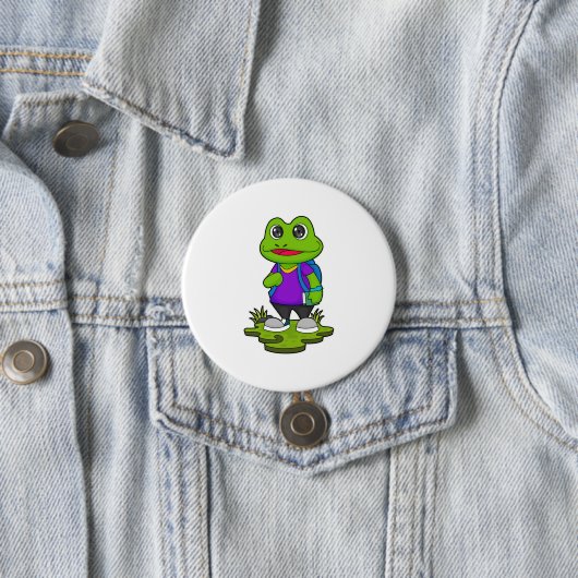 Frosch als Hiker mit Rucksack Button (Beispiel)