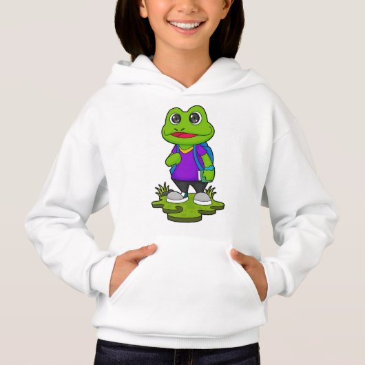 Frosch als Hiker mit Rucksack Hoodie (Vorderseite)