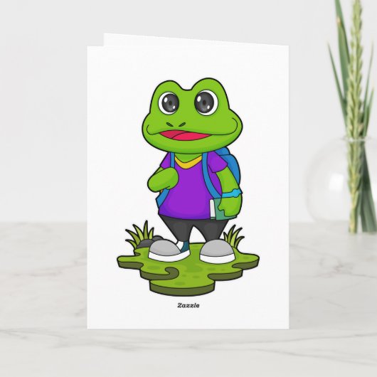 Frosch als Hiker mit Rucksack Karte (Rückseite)