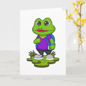 Frosch als Hiker mit Rucksack Karte (Gelbe Blume)