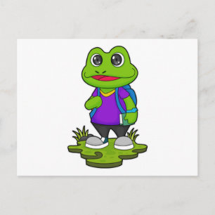 Frosch als Hiker mit Rucksack Postkarte
