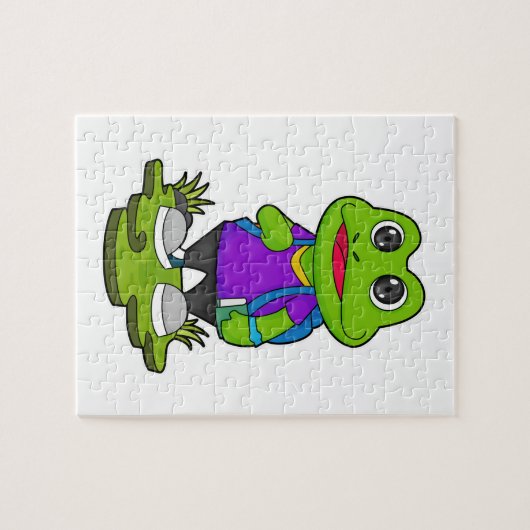 Frosch als Hiker mit Rucksack Puzzle (Horizontal)