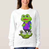 Frosch als Hiker mit Rucksack Sweatshirt (Vorderseite)