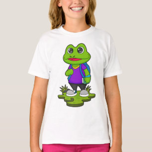 Frosch als Hiker mit Rucksack T-Shirt