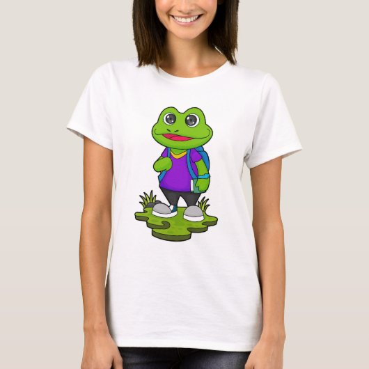 Frosch als Hiker mit Rucksack T-Shirt (Vorderseite)