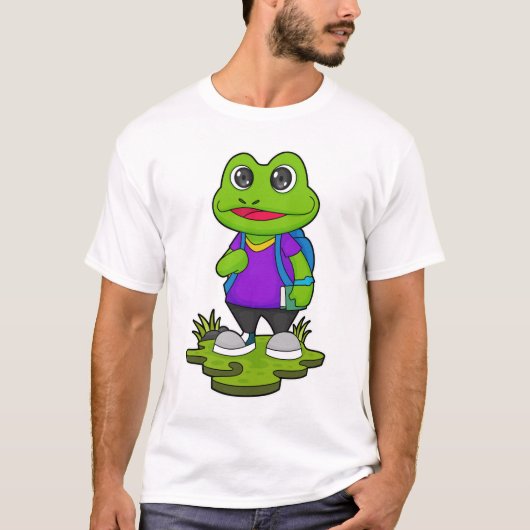 Frosch als Hiker mit Rucksack T-Shirt (Vorderseite)