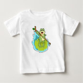 Frosch als Hiker mit Stick Baby T-shirt (Vorderseite)