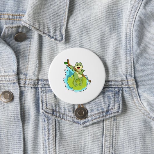 Frosch als Hiker mit Stick Button (Beispiel)