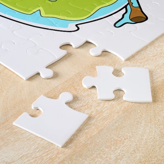 Frosch als Hiker mit Stick Puzzle (Seite)