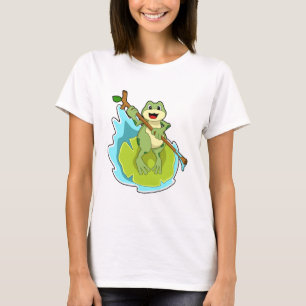 Frosch als Hiker mit Stick T-Shirt