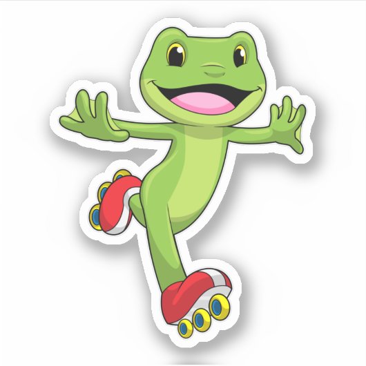 Frosch als Inline-Skater mit Roller-Skaten Aufkleber (Vorderseite)