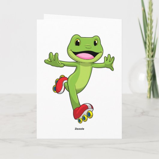 Frosch als Inline-Skater mit Roller-Skaten Karte (Rückseite)