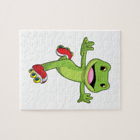 Frosch als Inline-Skater mit Roller-Skaten Puzzle (Horizontal)
