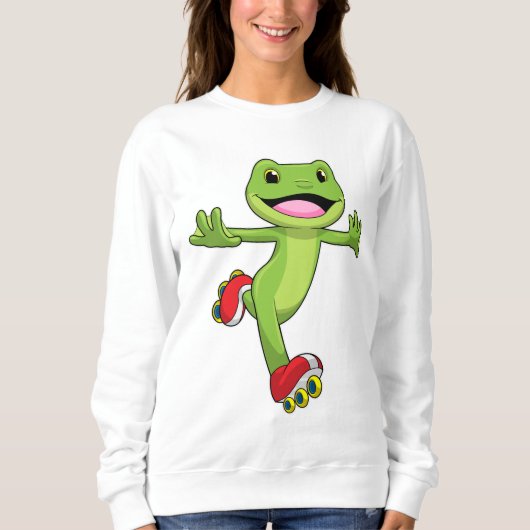 Frosch als Inline-Skater mit Roller-Skaten Sweatshirt (Vorderseite)