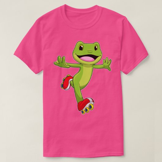 Frosch als Inline-Skater mit Roller-Skaten T-Shirt (Design vorne)