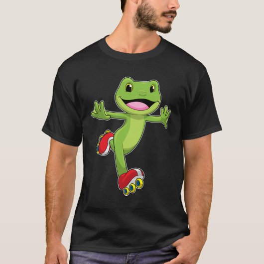 Frosch als Inline-Skater mit Roller-Skaten T-Shirt (Vorderseite)