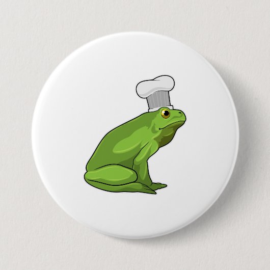 Frosch als Koch mit Koch Hut Button (Vorderseite)