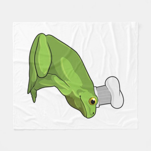 Frosch als Koch mit Koch Hut Fleecedecke (Vorderseite (Horizontal))