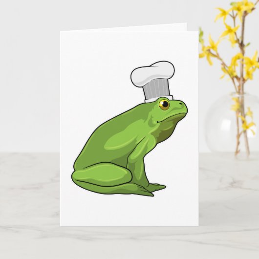 Frosch als Koch mit Koch Hut Karte (Gelbe Blume)