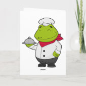 Frosch als Koch mit Platte Karte (Rückseite)