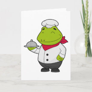 Frosch als Koch mit Platte Karte