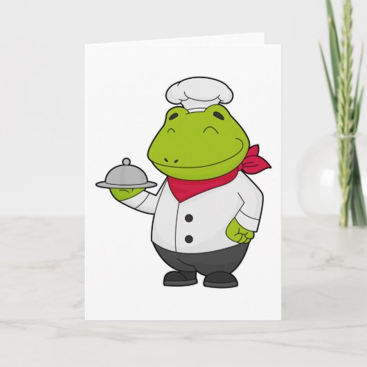 Frosch als Koch mit Platte Karte (Vorderseite)