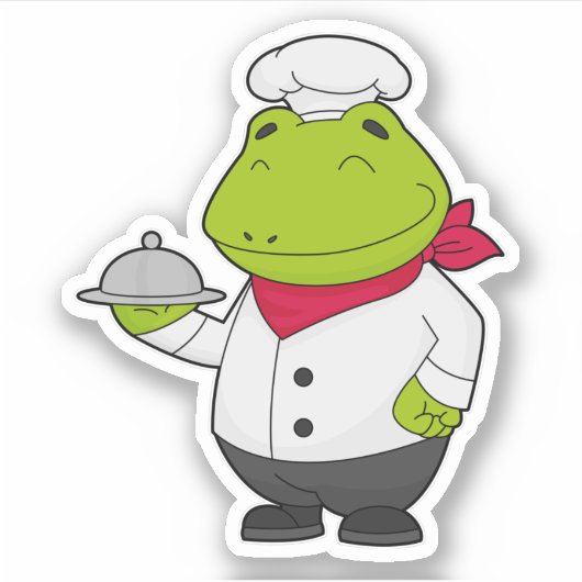 Frosch als Koch mit Platter Aufkleber (Vorderseite)