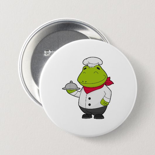Frosch als Koch mit Platter Button (Vorne & Hinten)