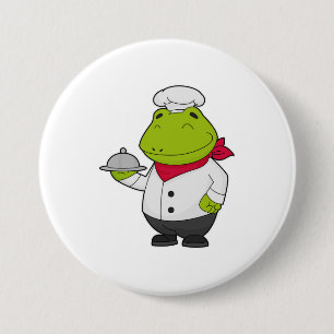 Frosch als Koch mit Platter Button
