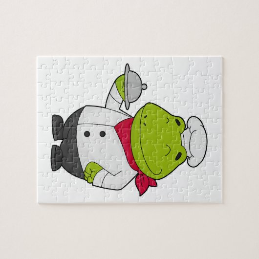 Frosch als Koch mit Platter Puzzle (Horizontal)