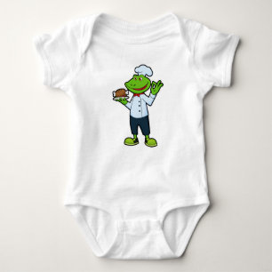 Frosch als Koch mit Servierplatte & Hühnchen Baby Strampler