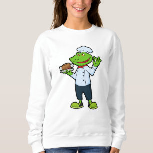 Frosch als Koch mit Servierplatte & Hühnchen Sweatshirt