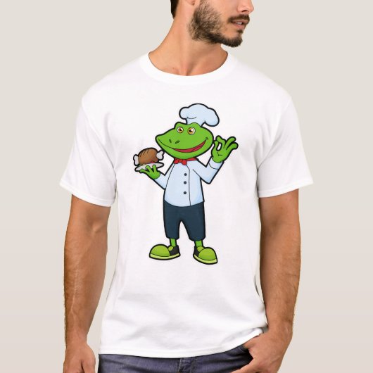 Frosch als Koch mit Servierplatte & Hühnchen T-Shirt (Vorderseite)