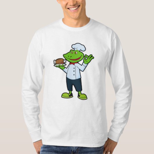 Frosch als Koch mit Servierplatte & Hühnchen T-Shirt (Vorderseite)