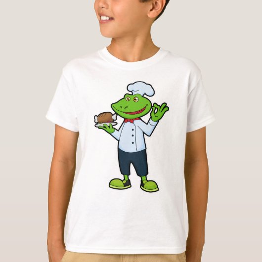 Frosch als Koch mit Servierplatte & Hühnchen T-Shirt (Vorderseite)