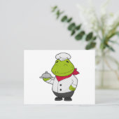 Frosch als Koch mit Teller Postkarte (Stehend Vorderseite)