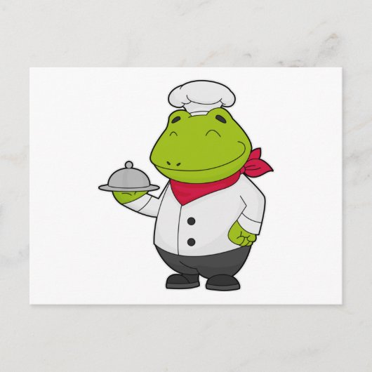 Frosch als Koch mit Teller Postkarte (Vorderseite)
