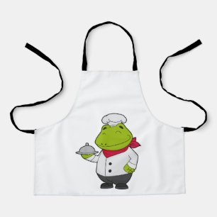 Frosch als Koch mit Teller Schürze
